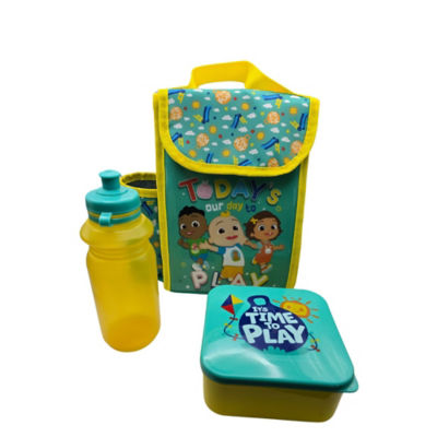 Cocomelon lunch bag combo pack with bottle and snack pot, UK version