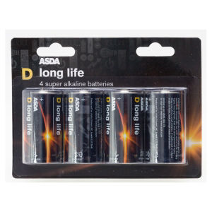 ASDA D batteries 4 pack - British product