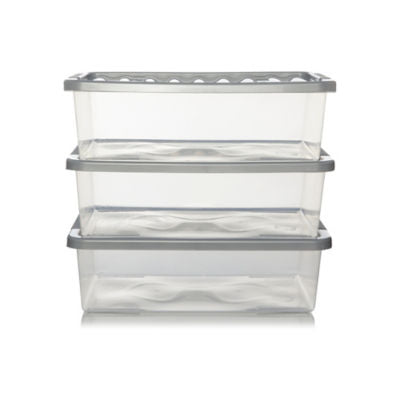 George Home underbed storage boxes silver 3-pack 59x40x18cm, UK version
