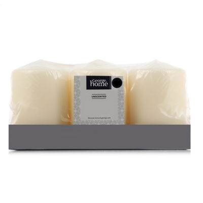 ASDA George Home Unscented Cream Pillar Candles 6 x 267g- Buy online at McGrocer