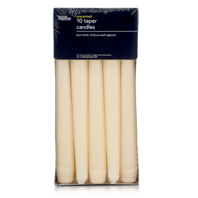 George Home cream unscented dinner candles 10pk, UK version