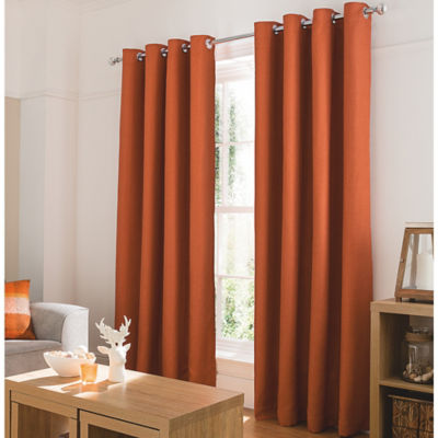 George Home orange textured weave eyelet curtains, imported from the UK