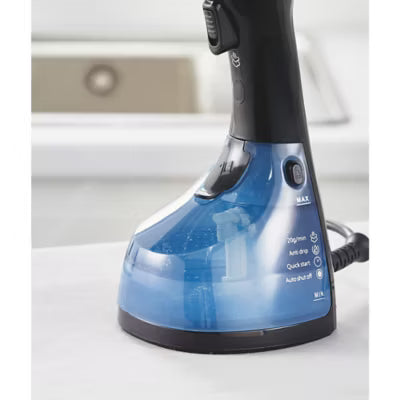 George Home blue garment steamer with 250ml tank and garment brush, UK version