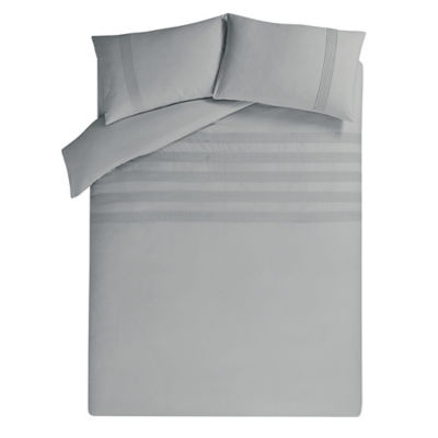 George Home grey pintuck cotton duvet cover, UK version