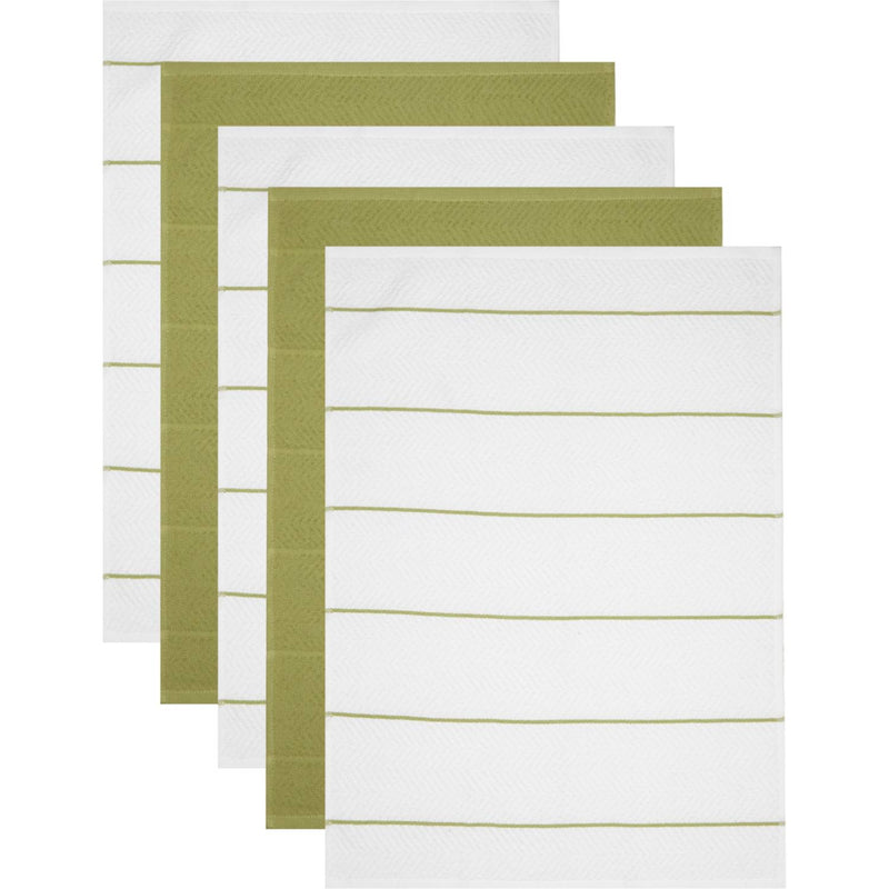 George Home green striped tea towels pack of 5, UK version