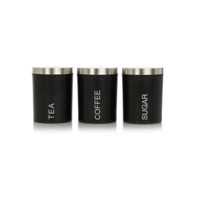 George Home tea coffee sugar canisters in black - British product
