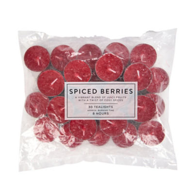 ASDA Spiced Berries Scented 8 Hour Burn Tealights 30-Pack- Buy online at McGrocer