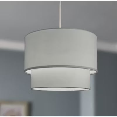 George Home Grey Two-Tier Light Shade 28.5x28.5x20cm, UK version