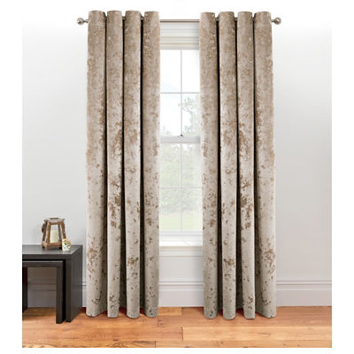 George Home champagne embossed crushed velvet effect curtains, UK version