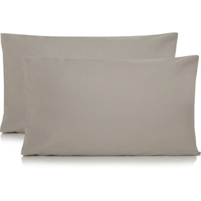 George Percale Cotton Pillowcases Grey Pair, UK version