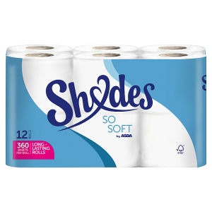 ASDA Shades So Soft quilted toilet roll 12 rolls - British product