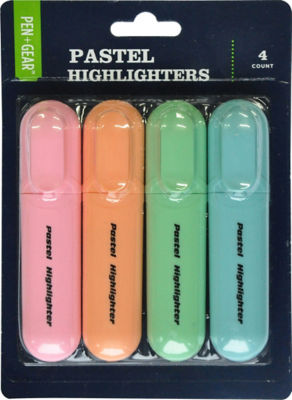 Pen & Gear pastel highlighters 4-pack, imported from the UK