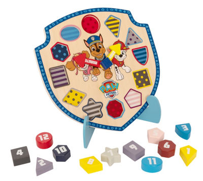 Paw Patrol wooden puzzle clock with numbered pieces and moveable hands, British brand