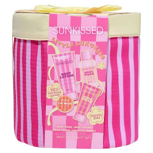 Sunkissed Little Luxuries travel size body wash hand cream lip balm, UK version