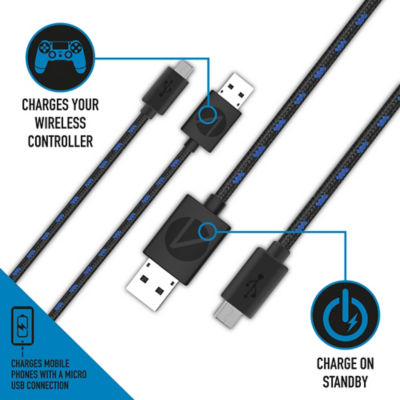 Gioteck PS4 Twin Play & Charge Cables 3m, UK version