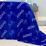 Playstation branded fleece blanket with controller pattern, imported from the UK