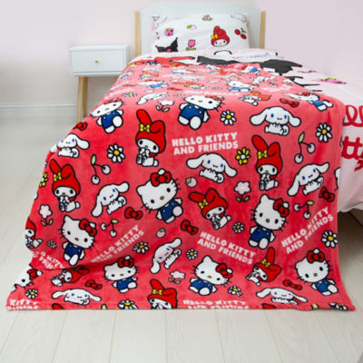 Hello Kitty fleece blanket friends pattern 100x150cm, imported from the UK