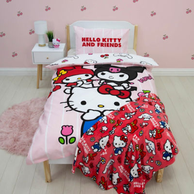 Hello Kitty fleece blanket friends pattern 100x150cm, imported from the UK
