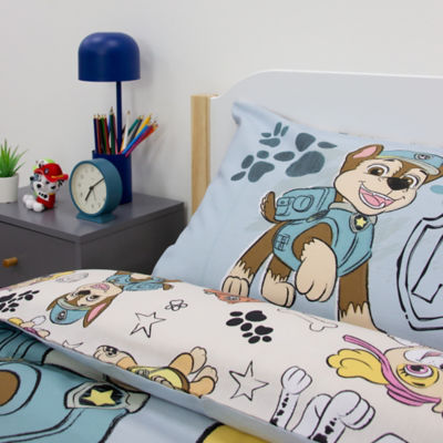 Paw Patrol single duvet set with pups on blue background (British brand)