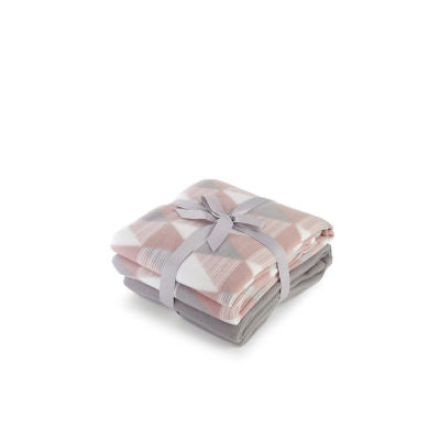 George Home geometric pattern fleece throws pack of two 150x120cm, UK version