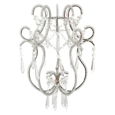 George Home acrylic crystal beaded cylinder lamp with silver finish, UK version