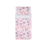 George Home pink grey geometric reversible duvet set single, imported from the UK
