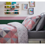 George Home pink grey geometric reversible duvet set single, imported from the UK