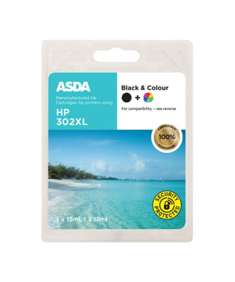 ASDA HP302XL Black & Colour ink cartridge - British product