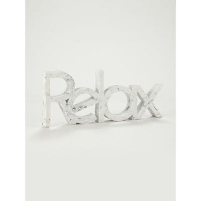 George Home Relax sign white marble effect 28cm, UK version