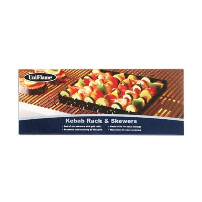 Uniflame non-stick kebab set with six skewers and rack, UK version