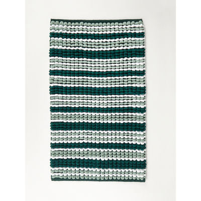 George Home green striped chenille bath mat 80cm x 50cm (British brand)