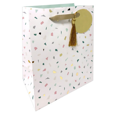 George Home speckle tassel gift bag confetti gold medium, UK version