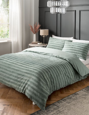 George Home grey luxury tufted washed cotton duvet set, UK version