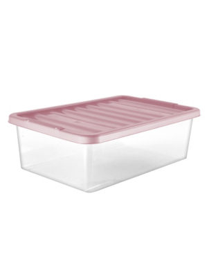 George Home 32L underbed storage box with pink lid, UK version