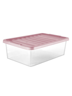 George Home 32L underbed storage box with pink lid, UK version