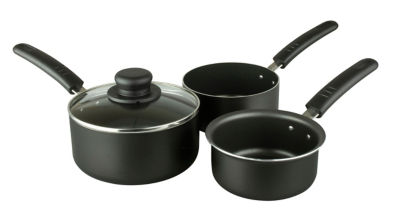 George Home 3-piece non-stick aluminium saucepan set, UK version