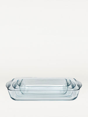 George Home Clear Glass 3-Piece Roaster Set, UK version