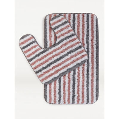 George Home pink and grey microfibre pedestal and bath mat set, UK version