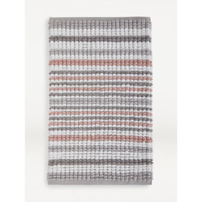 George Home pink and grey stripe chenille bath mat 50x80cm (British brand)