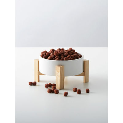 George Home white bamboo pet bowl 15cm (British brand)