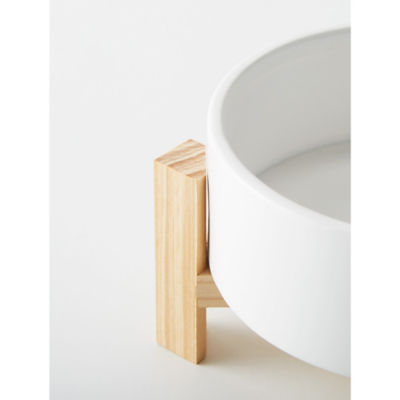 George Home white bamboo pet bowl 15cm (British brand)