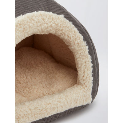George Home grey cord cat igloo bed with handle - British product