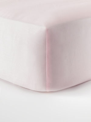 George Home Pink Smooth Silky Cotton Sateen Fitted Sheet Single