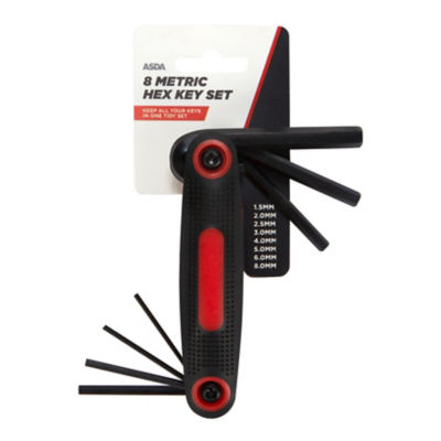 ASDA 8pc metric hex key set in holder, UK version