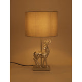 George Home silver stag table lamp with grey shade, imported from the UK