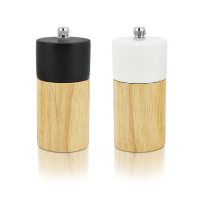 George Home black white wood salt pepper mill set, UK version