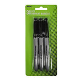 ASDA Permanent Markers Black Ink 3pk