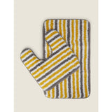 ASDA George Home Grey and Yellow Stripe Bath and Pedestal Mat Set- Buy online at McGrocer