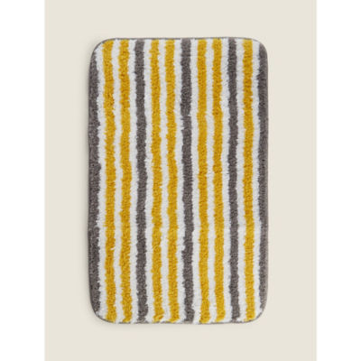 George Home grey yellow stripe bath mat set (British brand)