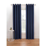 George Home navy matte velvet eyelet curtains (British brand)
